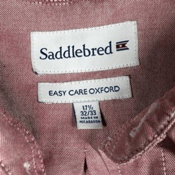 Saddlebred Button Down Shirt Mens Size 17.5 32 33 Office Minimalist Preppy‎ - Picture 4 of 7